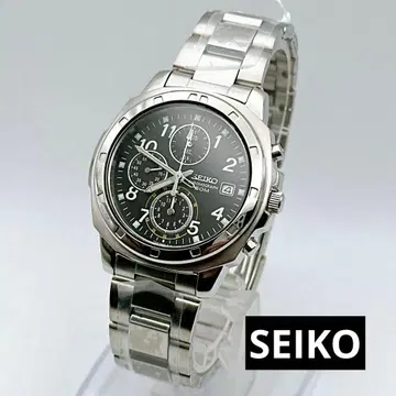 미사용 가동 SEIKO 세이코 크로노그래프 남성용 손목시계 블랙