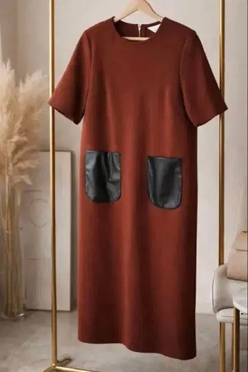 SOEJU 원피스 튜닉 가죽 느낌 포켓 Free 사이즈