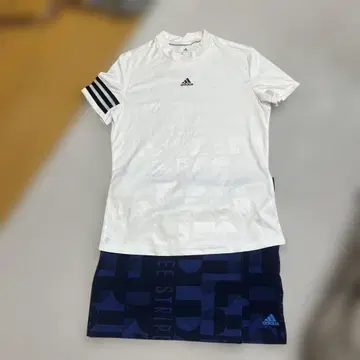 아디다스 여성용 셔츠 화이트/스커트 네이비 공통 M 셋업