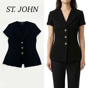 R142 새상품급 L 생 로랑 비침 반팔 가디건 블랙 여성용