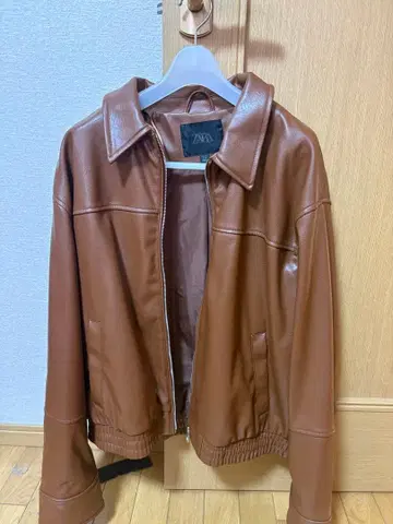 ZARA 브라운 페이크 레더 자켓