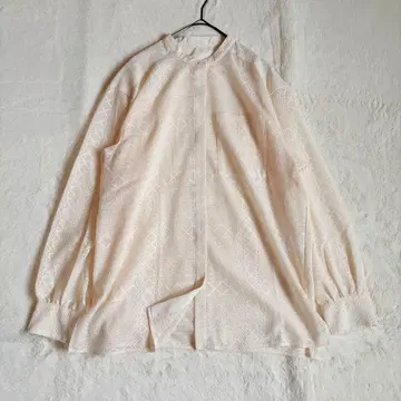 Ballsey 밴드 카라 전체 레이스 셔츠 화이트 계열