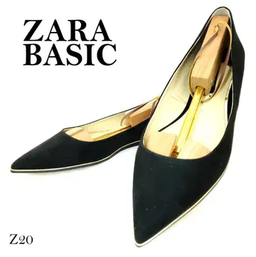자라 베이직 새상품급 플랫슈즈 골드 금장 장식 블랙 EU41