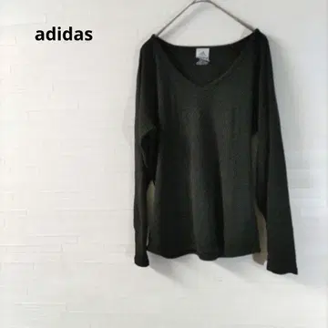 아디다스 V넥 긴팔 다크 그린 캐주얼 블랙