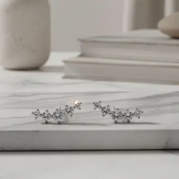 [ 금속 알레르기 방지 ] 지르코니아 라인 스톤 귀걸이 반짝이는 귀여운