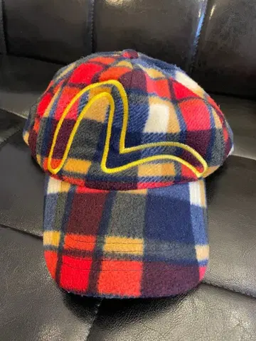 EVISU 멀티 체크 플리스 캡 프리 사이즈