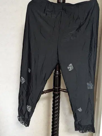 (이타리야) 블랙 레이스 스패츠 레오파드 무늬 프린트 & 패치워크 LL