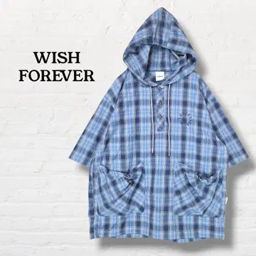 WISHFOREVER 드로 코드 체크 셔츠 후드티 [ M ] 스트릿