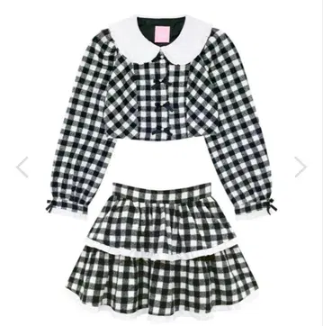 허니 시나몬 펄 리본 깅엄 셋업