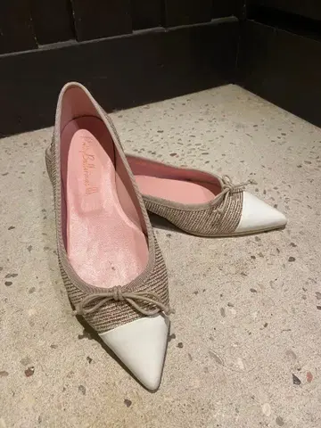 프리티 발레리나 라메 믹스 베이지 플랫슈즈 사이즈 37.5