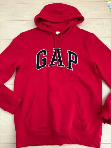 GAP 로고 빨간색 후드 부착 후드티