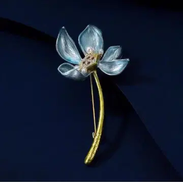 이탈리아 구매 블루 꽃 브로치 펄 비쥬 우아 새상품
