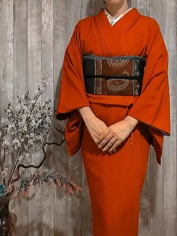 나고야 오비 페이즐리 무늬 메탈릭 그레이 편광