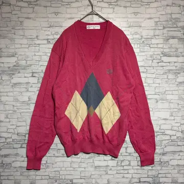 미즈노 그랜드 모나크 핑크 V넥 L 울 100%