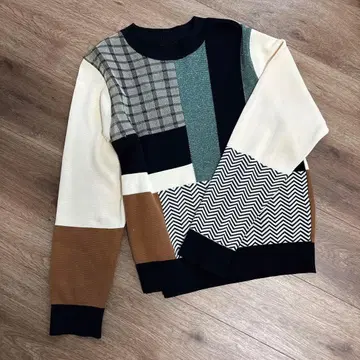 유나이티드 도쿄 체크 컬러 블록 니트 니트