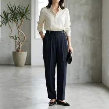 G7198*이타리야 이탈리아 GK 턱 팬츠 블랙 폴리에스테르 7