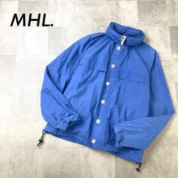 MHL. 프론트 버튼 코튼 자켓 후드 부착 블루