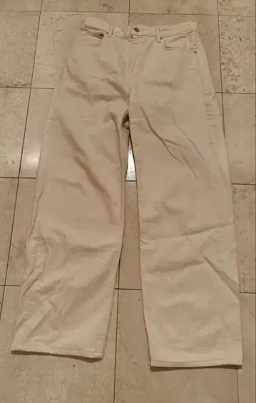 ZARA 데님 와이드 팬츠 에크루 L