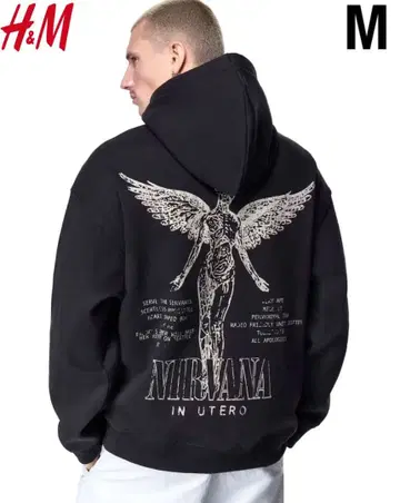 새상품 H&M x Nirvana 닐바나 콜라보 후드티 M
