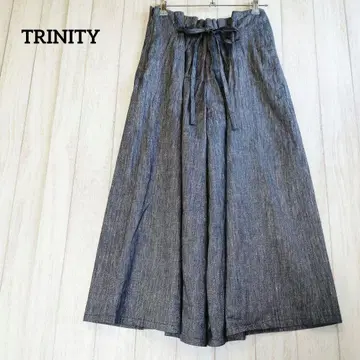트리니티 미사용 가우초 와이드 팬츠 리본 포함 멜란지 컬러 린넨 봄/여름