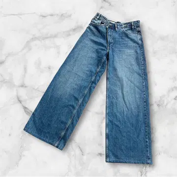 ZARA 크로스 허리 라이트 블루 데님 와이드 레그