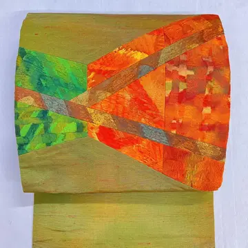 나고야 오비 추상 무늬 패치워크 기모노 042t