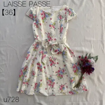 레스 빠세 부케 플라워 원피스 리본 벨트 꽃무늬 화이트 [ 36 ]