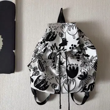 무민 MOOMIN 자카드 백팩 모노크롬 흑백 심플 북유럽