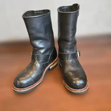 가죽 엔지니어 부츠 블랙