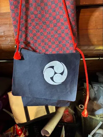 하오리 리메이크 빨간색과 블랙 체크 무늬 복조리