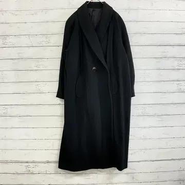 울 100% 롱 코트 블랙 F 넉넉한 포멀 겨울 캐시미어