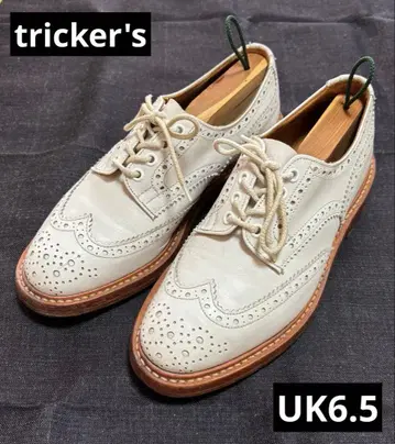 Tricker's BOURTON 화이트 브로그 신발 6.5