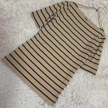 LAUREN RALPH LAURIN 보더 티셔츠 베이지 XS