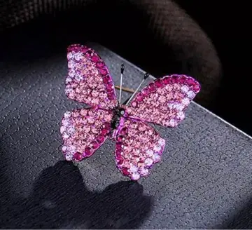 이탈리아 구매 핑크 버터플라이 브로치 반짝이는 화려한 새상품