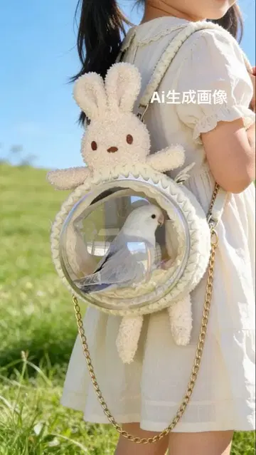 새 햄스터 외출 케이지 토끼 봉제 인형 숄더백 뒷면 환기구