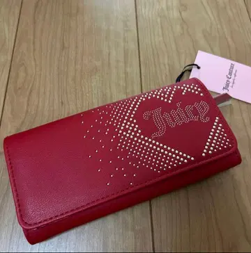택 포함 미사용 새상품 Juicy Couture 스터드 장지갑 레드
