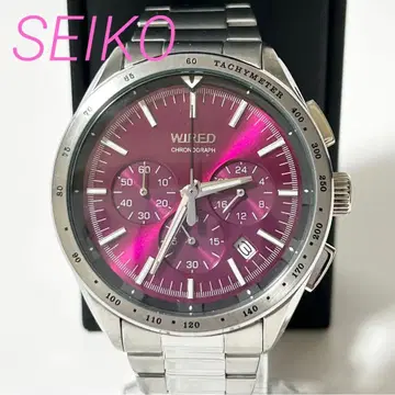 세이코 와이어드 QZ 크로노그래프 퍼플 다이얼 남성용 손목시계