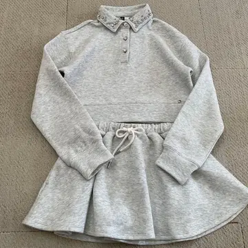 H&M 엠브로이더리 스큐바 라거 셔츠 미니스커트 셋업