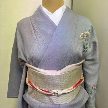 순수 실크 스카이블루 그라데이션 호몬기 미사용 낙관 있음