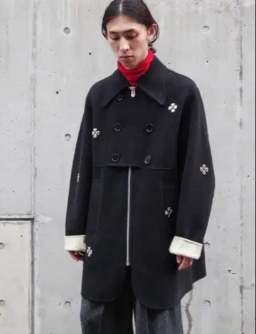 MASU 21awZIP-UP CLOVER STUDS COAT BLACK