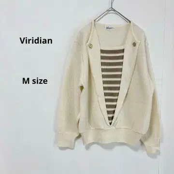 Viridian 비리디안 니트 M 아이보리 울 혼방 골드 버튼