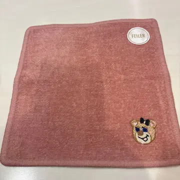 FEILER 라이온 자수 핑크 손수건