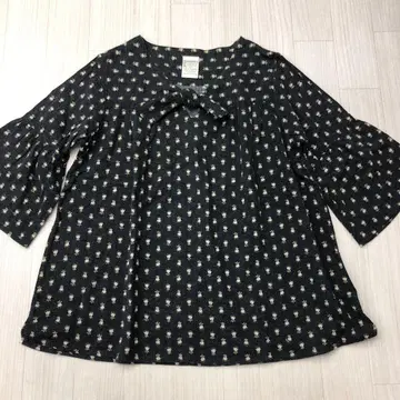 SUNNY CLOUDS 써니클라우드 리본 올 패턴 린넨 튜닉