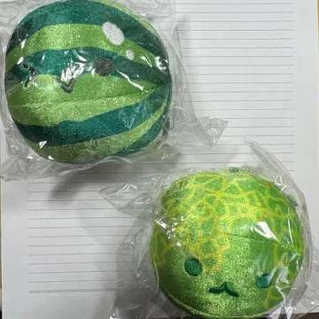 수박 게임 반짝이는 마스코트 봉제 인형 수박과 멜론 2개 세트