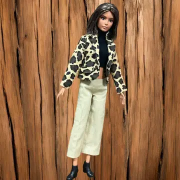 포피 후드티, 바비 사이즈 핸드메이드 인형 의류 레오파드 무늬 자켓