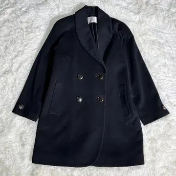 고급 캐시미어 100% 코트 대형 버튼 블랙 금색 M 루즈핏