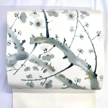 작가 미착용 나고야 오비 시오제 매화꽃 수묵화 기모노 오비 022k