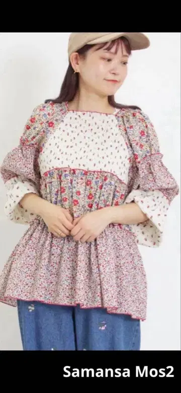 사만사 모스모스 SM2 꽃무늬 패치워크 블라우스 F