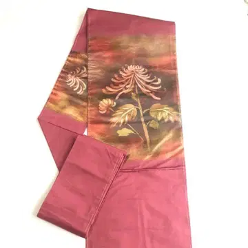 실이 달린 미사용 앤티크 나고야 오비 꽃 무늬 쇼와 레트로 다이쇼 로망