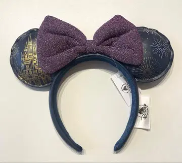디즈니 해외 머리띠 리본 보라색 신데렐라 성 불꽃놀이